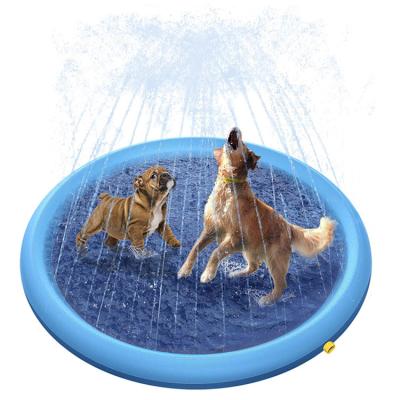 China Viable PVC Pet Water Spray Mat Foldable Swimming Pool Dog Toy Outdoor Dog Paddling Pool Toy for sale