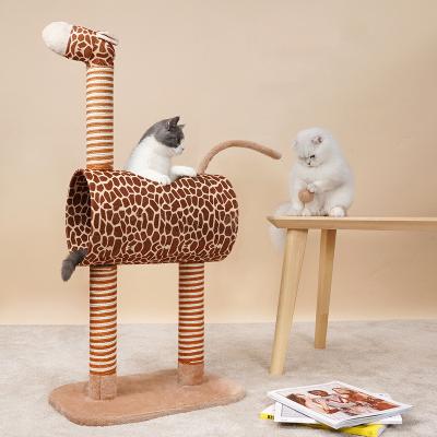 China Cat Climbing Frame Sisal Covered Sustainable Lining Posts Perch Rooms Hammock Tunnel Plush Cat Tree Tower for sale