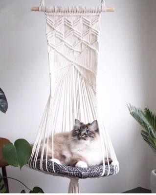 China Hand Woven Cotton Rope Hanging Nest Cat Basket Hammock Pet Swing Cat Hammock Bed for sale