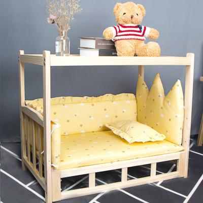 China Wholesale Custom Solid Wooden Waterproof Bunk Pet Bed With Cushion Cat Nest Kennel Pet Beds And Accessories Dog Bed for sale