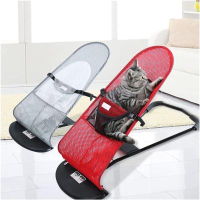 China Mesh Breathable Sun Chair Adjustable Pet Rocking Chair Summer Portable Folding Dog Bed for sale