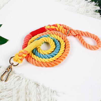 China Padded Rope Rainbow Leashes For Dogs Colorful Cotton Webbing Pet Products Leash Rope Dog Leash for sale