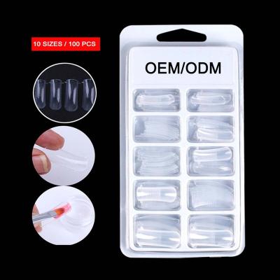 China Easy To Apply 100pcs Clear Nail Forms Full Cover Quick Building Mold Nail Tips Double Forms Nail Finger Extension for sale