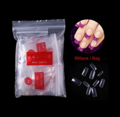 China Easy To Apply Professional Nail Tips Full Cover Nail Tips 500pcs Nature Clear Bag Pre-Design Nails UV Gel Tips for sale