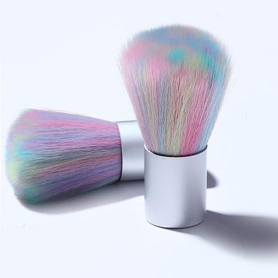 China NAIL Mini Rainbow Colorful Artificial Hair Handle Nail Art Dust Cleaning Brush For Steel Makeup for sale