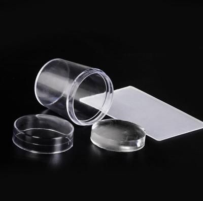 China Round Transparent Nail Art Stamper Nail Art Stamper Super Large Size 4cm Jelly Silicone Nail Stamp Tools with Scraper for sale