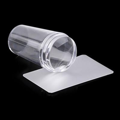 China Cheap Nail Art Stamping Round 2.8cm Jelly Silicone Nail Stamp With Clear Cap Nail Stamper With Scraper for sale