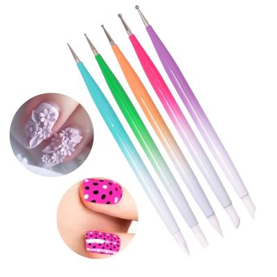 China Wholesale 5 Pcs NAIL Double Sided Nail Art Dotting Pen Silicone Nail Art Dotting Pen Double Sided Drill Press Tools for sale