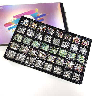 China Nail Art Mixed 40 Designs in Box High Quality Flat Bottom Stained Glass Special Shaped Diamond Decoration in Box for sale