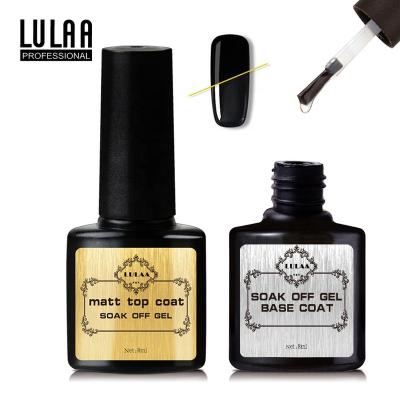 China Top + Base Amazon Hot Sale LULAA 8ml UV Gel Polish Base & Top Coat Set Matte Top Gel Nail Varnish for sale