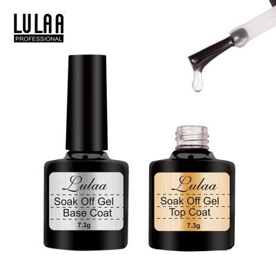 China Top + Base LULAA 8ml UV Clear Gel Polish Base Coat And Shiny Glossy Top Coat Gel Varnishes Kit for sale