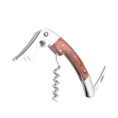 China Amazon Wooden Corkscrew Stainless Steel Red Wine Viable Multifunctional Curved Opener for sale