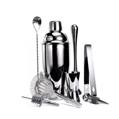 China Sustainable Hot Sale Amazon Barware Tools Stainless Steel Bartender Kit Bar Accessories Cocktail Shaker Set 8PCS for sale