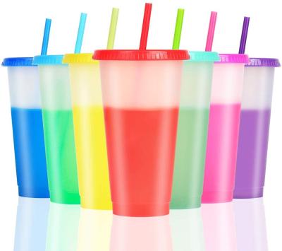 China Mazoho Summer 32oz Cold Water Cup Stocked Plastic Color Changing Plastic Cup With Lids And Straws for sale