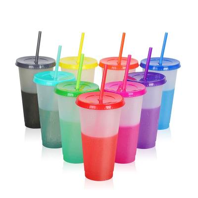 China Mazoho stocked Amazon 24oz large capacity adults plastic cold water tumbler cup plastic color changing cups with lids and straws for sale