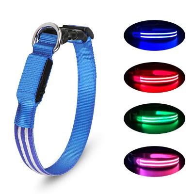 China New Lights Pet Led Nylon Cat Collar Waterproof Usb Rechargeable Flashing Light Up Led Dog Collar for sale