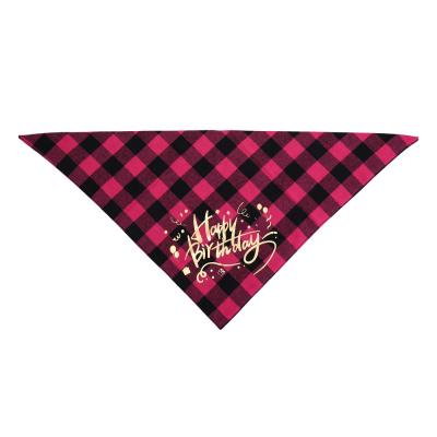 China Viable Pet Birthday Party Bandana Headscarf Pet Party Triangle Bib Plaid Scarf Accessories for sale