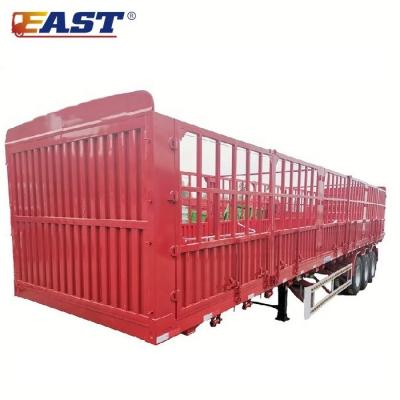 China EST 3 Axle Cargo Barrier Trailer 50 Ton 40ft Stake Barrier Truck Semi Trailer Animal Carrier Barrier Trailer for sale