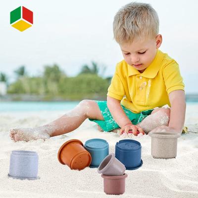 China Building Toy QS Play 2021 Unique Design Straw Plastic 8 PCS Wheat Blocks Child Stacking Cups Toy For Baby Early for sale