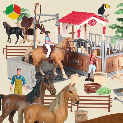 China Hot Sale New Item Toys QS Toy Animal Horse Set Children Farm Animal Play Set Toys for sale