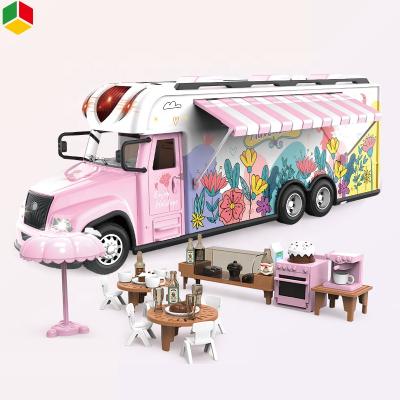 China RC Model QS Toy 2.4G Simulation Remote Control Recreational Dream Garden Sightseeing Car Happy Dining Sensitive Vehicle with Table and Chair for sale