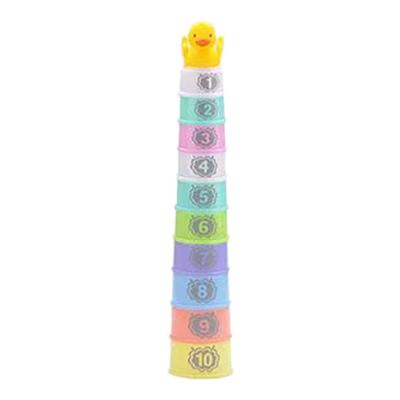 China Educational Colorful Intellectual Game Numbers Folding Stacking Cups Tower Baby Toys 19.00*19.00*9.00cm for sale