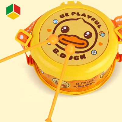 China Cartoon Toy QS Toy Children Duck Education Toy Baby Side Drum Musical Instrument Toy Double for sale