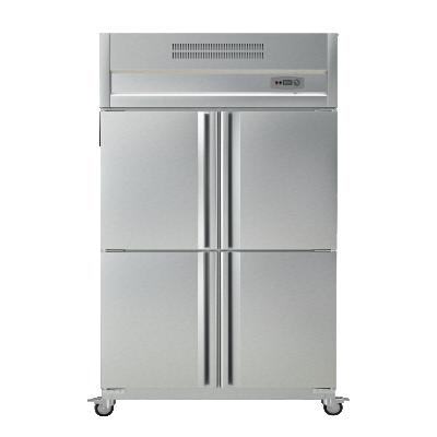 China Single-temperature 1000L Capacity Commercial Large 560w 4 Door Fridge Kitchen Energy Saving Freezer for sale