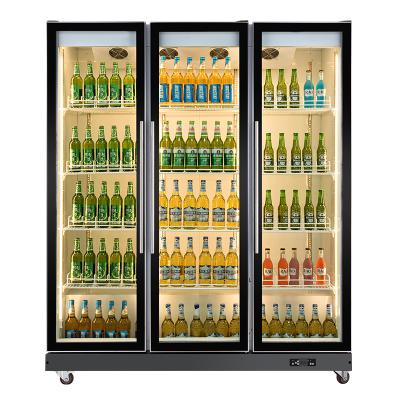 China Single-temperature Bar Display Vertical Glass Door Yellow Lightweight Commercial Beer Fridge for sale