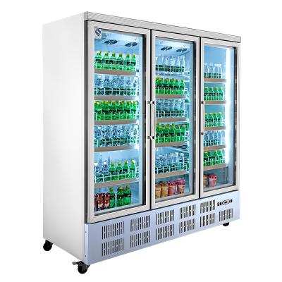 China Single-Temperature Commercial 3 Door Glass Chillers Display Cold Drink Fridge for sale