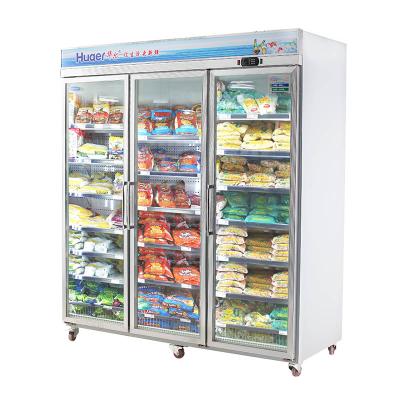 China Glass Straight Door 3 Single-Temperature Deli Upright Display Freezer for sale