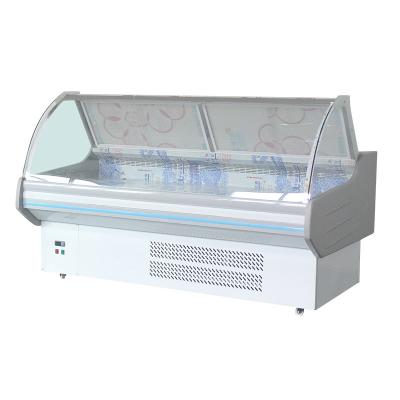 China Modern Single-temperature 1.5 Meter Cabinet Food Meat Fridge Curved Glass Display for sale