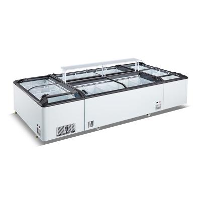 China Single-temperature Glass Supermarket Island Freezer Showcase aht Chest Freezer for sale