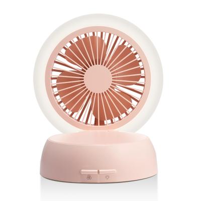 China China Rechargeable Cute Small Rechargeable Tabletop Fan With Led Light for sale