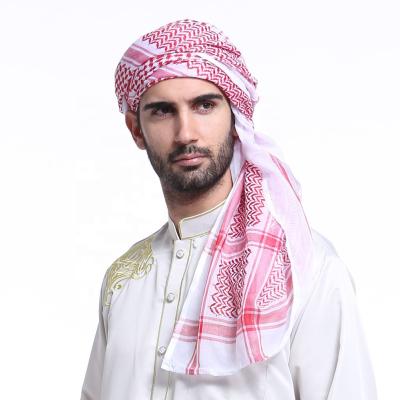 China Popular cheap wholesale muslim arabic scarf men Arabesquitic polyester Arabesquitic polyester Islamic clothing Dubai shemagh for sale