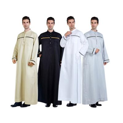 China Arabic thobe men islamic clothing wholesale high quality muslim stand collar factory price in dubai for sale