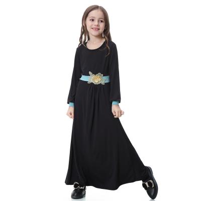 China Dubai Modern Modest Abaya Clothing Kids Long Sleeve Kaftan Embroidered Kids Muslim Dresses For Girls for sale