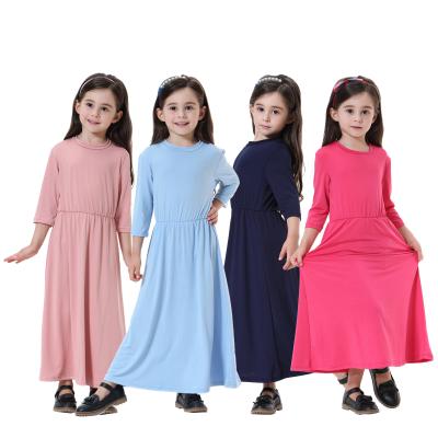 China Modest Dress Embroidered Middle Sleeve Kids Clothing Dubai Abaya Malaysia Dresses Muslim Children Wear For Islamic Clothing for sale