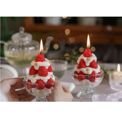 China Birthdays Cream Strawberry Tower Aromatherapy Candles Fruit Cup Multilayer Creative Gifts Handmade Cereal Scented Candle for sale