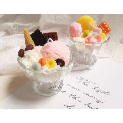 China Home Decorative Birthdays Ice Cream Glass Dessert Cup Shape Candles Handmade Aroma Cereal Scented Candle for sale