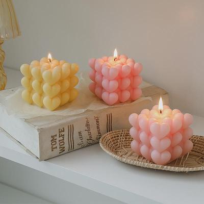 China Birthdays Heart Shape Scented Candles Private Label Scented Luxury Romantic Rubik's Cube Candles For Christmas Gift for sale