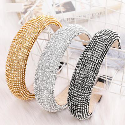 China Multifunctional Hair Accessories Shape Full Diamond Luxury Hair Band Party Baroque Bling Sponge Padded Crystal Rhinestone Women Headbands for sale