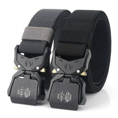 China Men's Belt Nylon Aluminum Alloy Buckle Waist Belt Adjustable Outdoor Military Tactical Cloth Elastic Webbing for sale