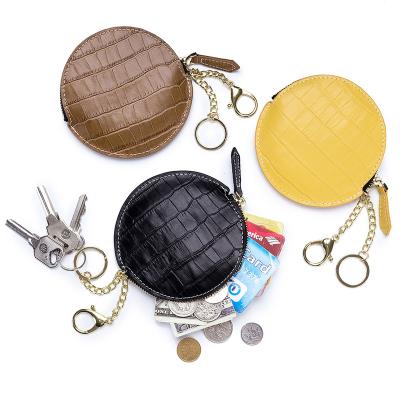 China With Key Chain Women Mini Crocodile Pattern Main Zipper Coin Bag Around Leather Coin Purse Wallet Storage Bag for sale