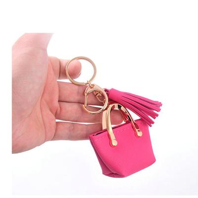 China With Tassel Keychain Handbag Women Mini PU Mini Chain Pendant Girls Cute Leather Coin Purse With Tassel for sale