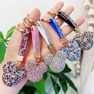 China Low MOQ Cute Crystal Bling Mouse Bling Key Chain For Women Bag Pendant for sale