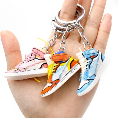 China Fashionable 3D Sport PVC Pattern Shoe Keyring Creative Mini Cartoon AJ Sneakers Key Chain Brand Bags Pendant Gifts for sale