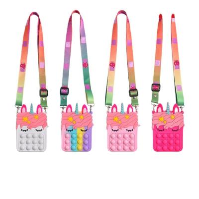 China Wholesale Kids Cute Cartoon Soft Silicone Push Bubble Doll Cross - Body Purse Unicorn Jumpy Person Toy Push Pop Her Coin Purse For Girls for sale