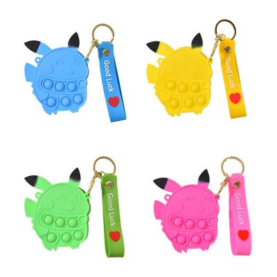 China With New Zipper Mini Cartoon Coin Wallet Bag Cute Push Pop Silicone Key Chain Ziplock Purse For Girls Kids for sale