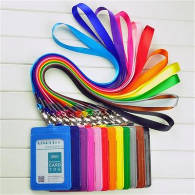 China Custom Adjustable Rigid Lanyard Pu Leather Id Badge Card Holder for sale